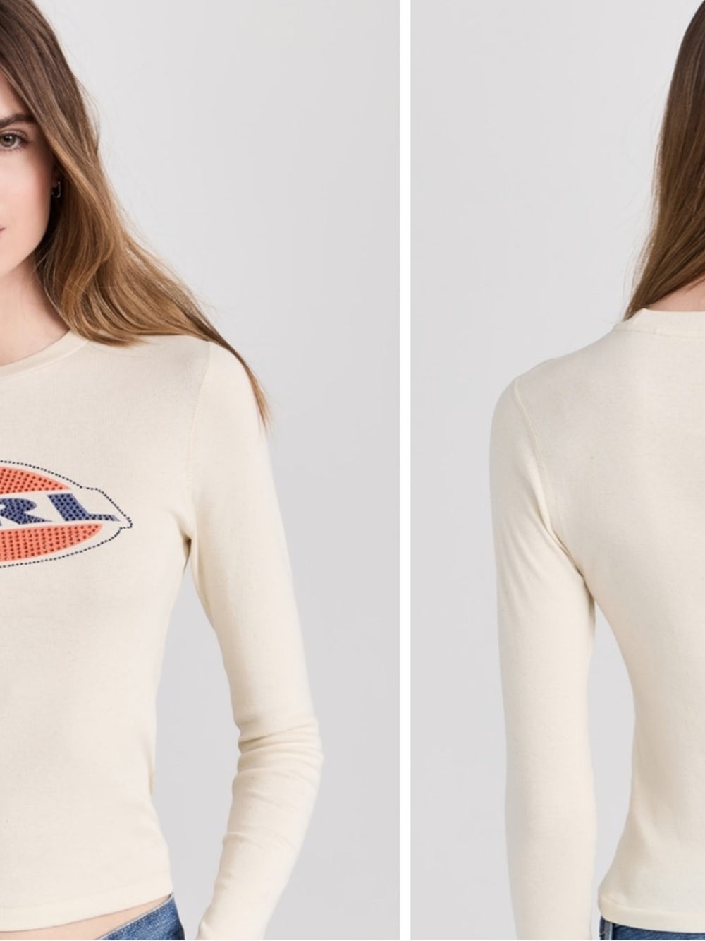 Re/Done Cream Graphic Long-Sleeve Knit Top with 'GIRL' Detail - Picture 2 of 6